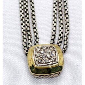 David Yurman Diamond Albion Triple Strand Pendant Necklace Pave Diamond